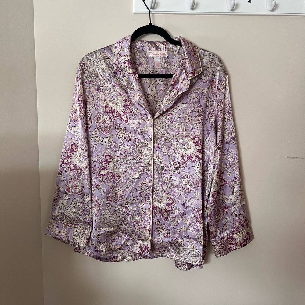 Oscar de la Renta Lavender Paisley Blouse